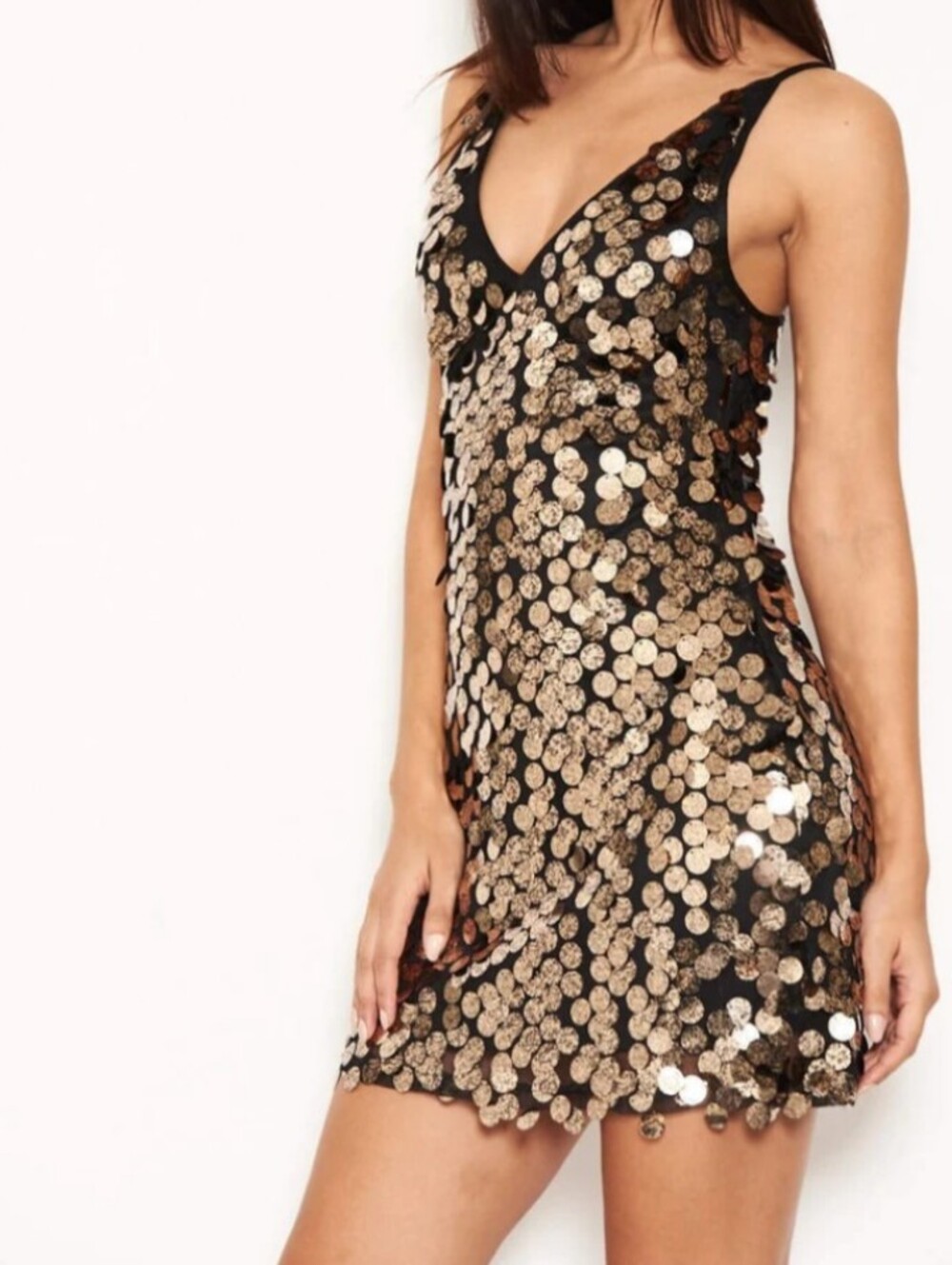 AX Paris Black Mini Dress with Gold Sequins